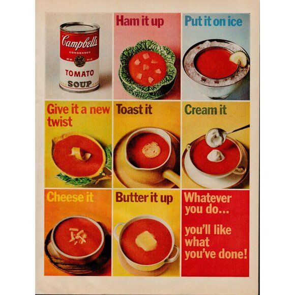 Campbells Other - 1965 Campbell's Condensed Tomato Soup Vintage Print Ad (L17)